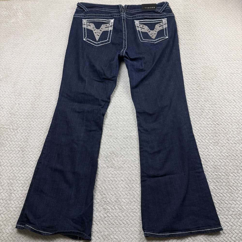 Vigoss Chelsea Flare Jeans Women's Dark Wash Y2K Embellished Western 36x33 L 16